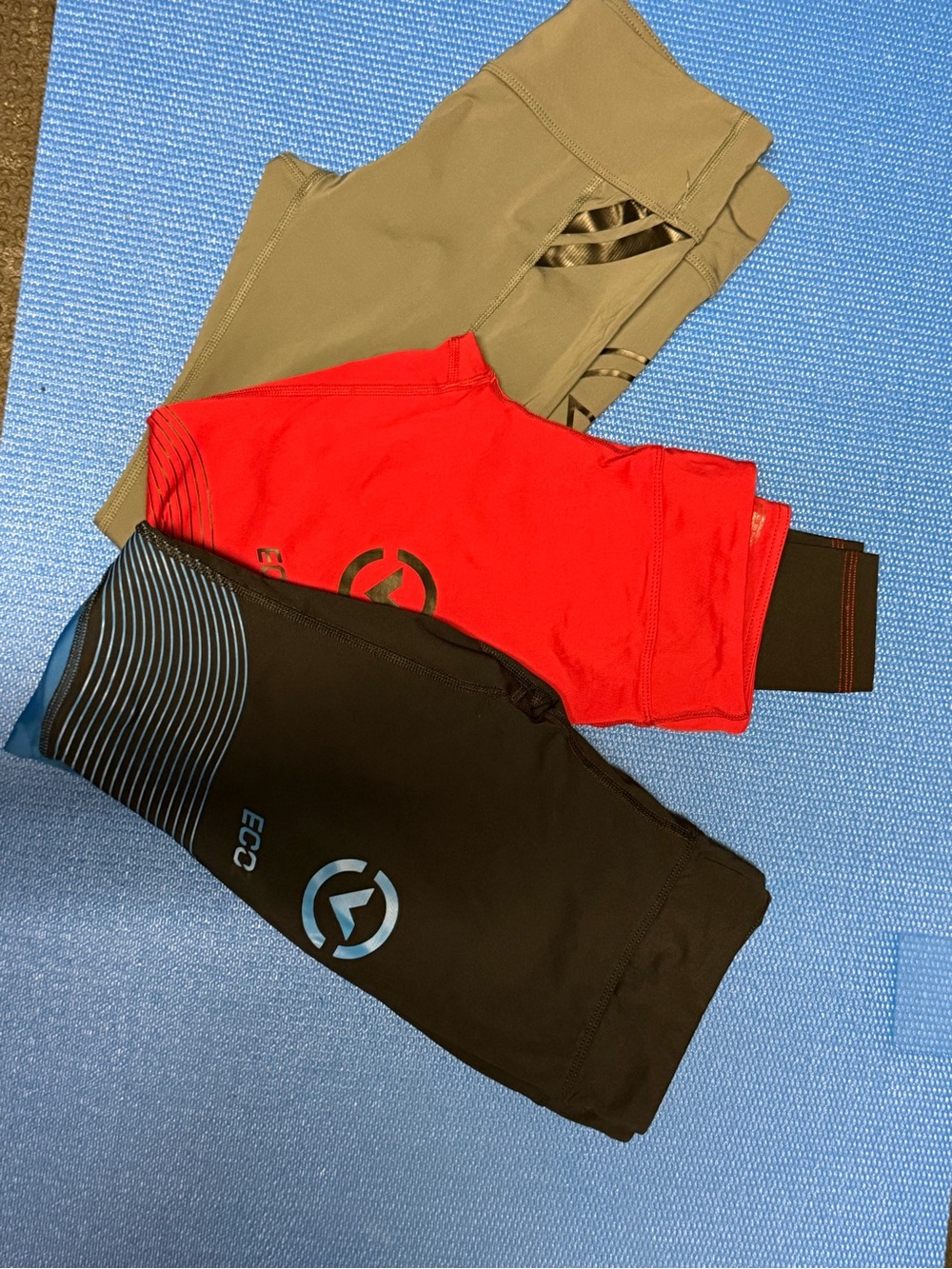 Virus Leggings Trio in Black, Red, and gray